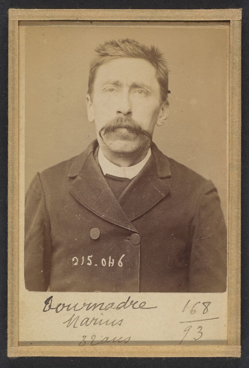 Tournadre. Jacques (ou Eugène). 32 ans, né à Marchal (Cantal). Journaliste. Anarchiste. 3/3/94, Alphonse Bertillon (French, 1853–1914), Albumen silver print from glass negative 