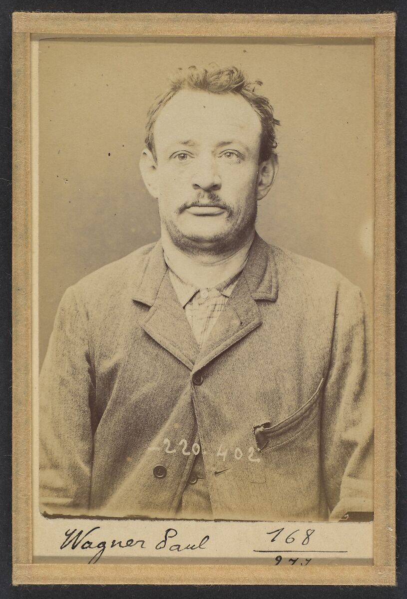Wagner. Paul, Louis. 38 ans, né le 14/10/55. Ébéniste. Anarchiste. 2/7/94., Alphonse Bertillon (French, 1853–1914), Albumen silver print from glass negative 