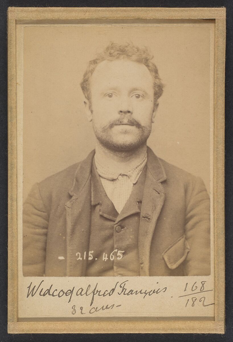 Widcoq. Alfred, François, Adolphe. 32 ans, né à Fressenneville (Somme). Mécanicien. Anarchiste. 10/3/94., Alphonse Bertillon (French, 1853–1914), Albumen silver print from glass negative 