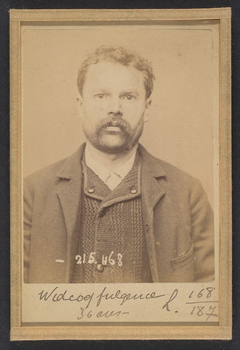 Widcoq. Fulgence, Ignace. 36 ans, né à Fressenneville (Somme). Mécanicien. Anarchiste. 10/3/94., Alphonse Bertillon (French, 1853–1914), Albumen silver print from glass negative 
