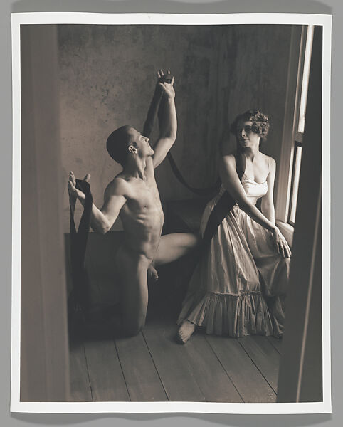 [Kneeling Male Nude and Seated Woman], John Dugdale (American, born 1960), Platinum print 