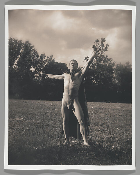 [Standing Male Nude in Landscape], John Dugdale (American, born 1960), Platinum print 
