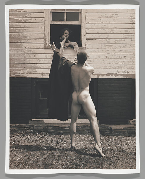 [Male Nude Reaching toward Woman in Window], John Dugdale (American, born 1960), Platinum print 