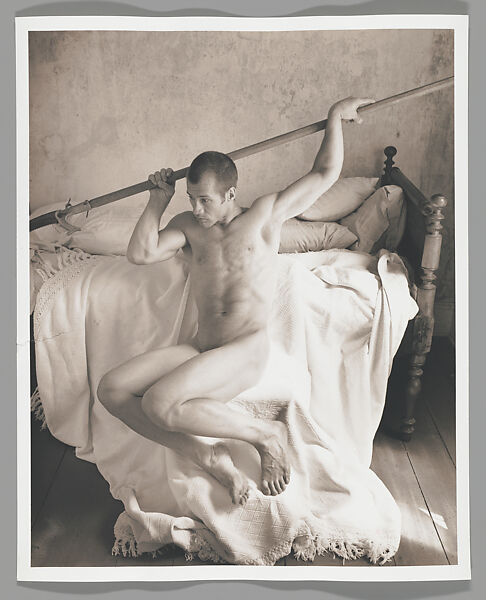 [Male Nude Raising Scythe above Head], John Dugdale (American, born 1960), Platinum print 