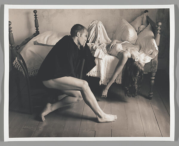 [Man Kneeling beside Woman on Deathbed], John Dugdale (American, born 1960), Platinum print 