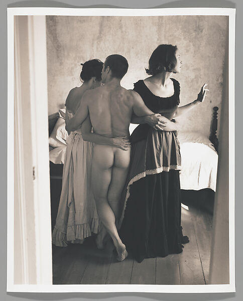[Male Nude and Two Women, Grouped in Bedroom], John Dugdale (American, born 1960), Platinum print 