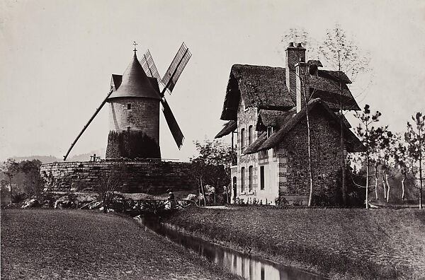 Longchamps Windmill, Bois de Boulogne, Charles Marville (French, Paris 1813–1879 Paris), Albumen silver print from glass negative 