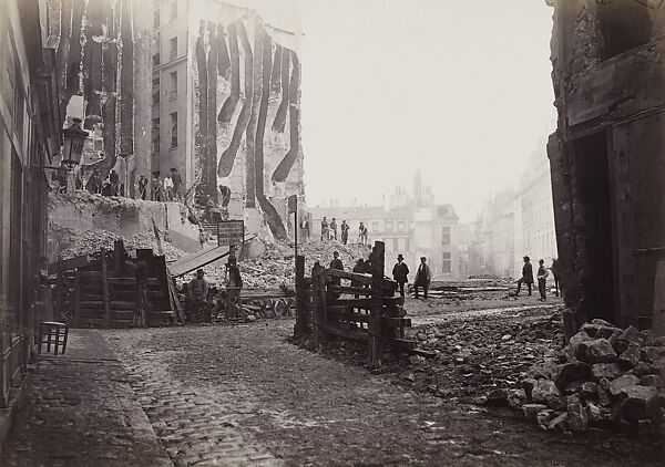 Percement de l'avenue de l'Opéra: chantier de la rue d'Argenteuil (Construction of the avenue de l'Opéra: Costruction Site of the rue d'Argenteuil), Charles Marville (French, Paris 1813–1879 Paris), Albumen silver print from glass negative 