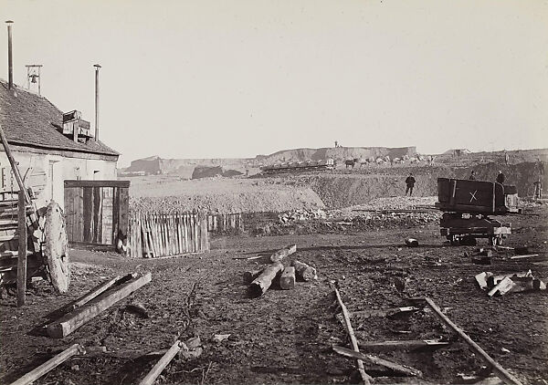 Carrières d’Amérique (espace compris entre le Boulevard Serrurier et la rue de Mexico) (The America Quarries,between the Boulevard Serrurier and the rue de Mexico), Charles Marville (French, Paris 1813–1879 Paris), Albumen silver print from glass negative 