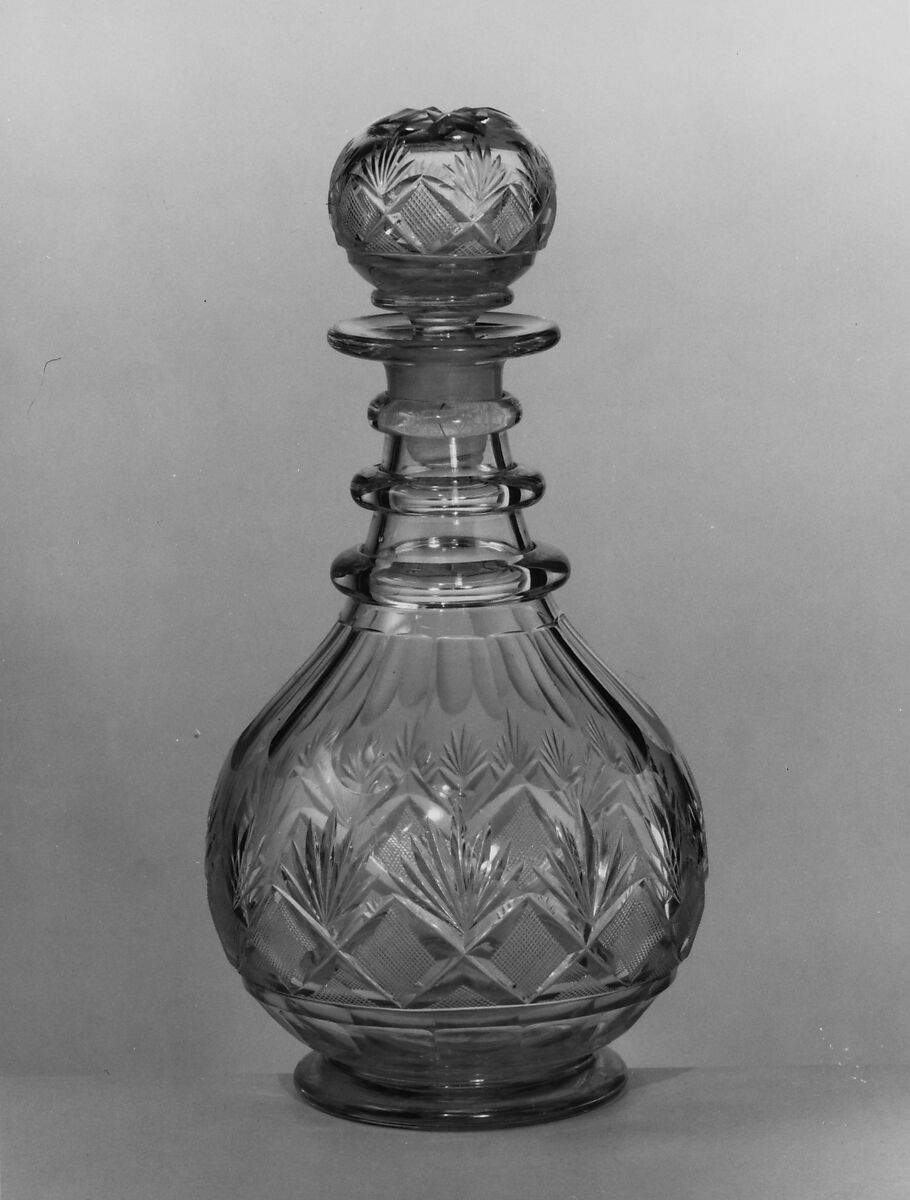 Decanter, Possibly Bakewell, Page &amp; Bakewell (1808–1882), Blown and cut glass, American 