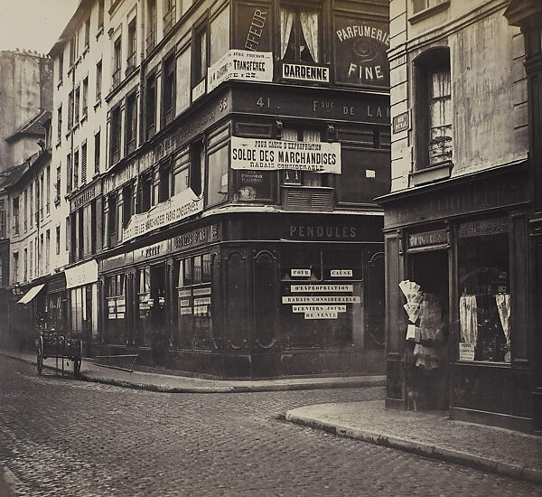 Coin de la Rue du Bac et de la rue Saint-Dominique (Corner of the rue du Bac and the rue Saint-Dominique), Charles Marville (French, Paris 1813–1879 Paris), Albumen silver print from glass negative 