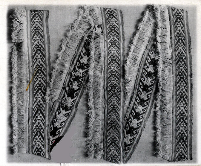 Border Fragment, Camelid hair, cotton, Peruvian; central coast (?) 