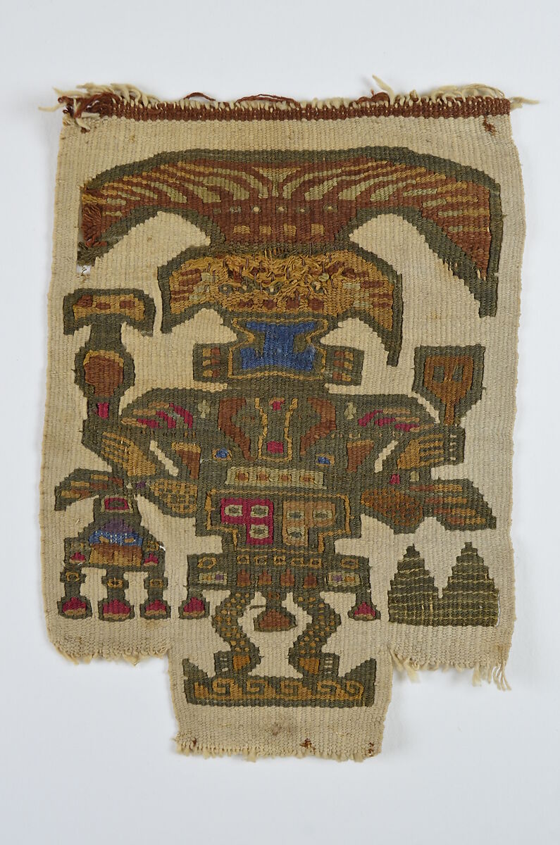 Textile Fragment, Figure, Cotton, camelid hair, Lambayeque (Sicán) 
