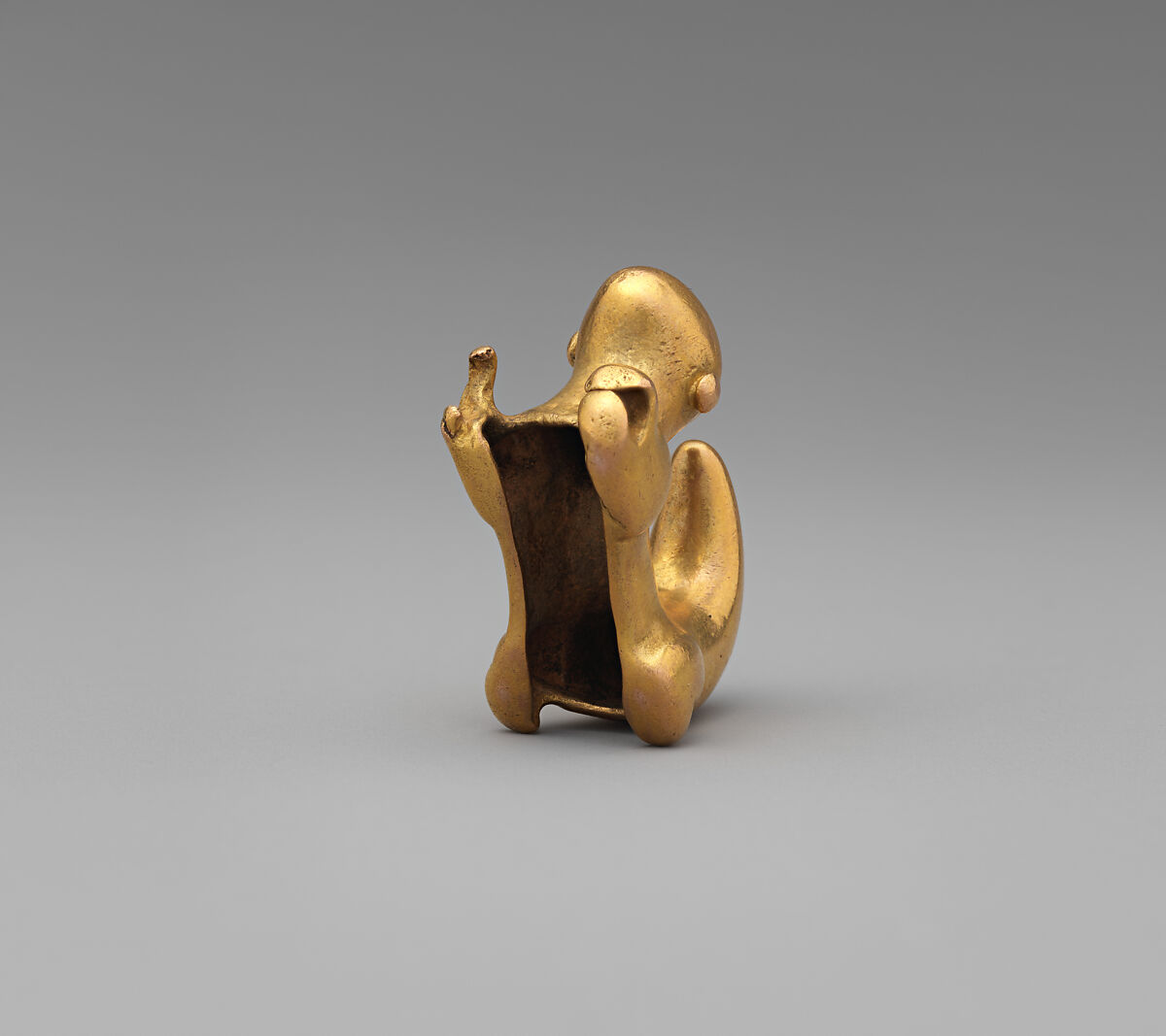 Curly-Tailed Animal Pendant, Gold, Panama