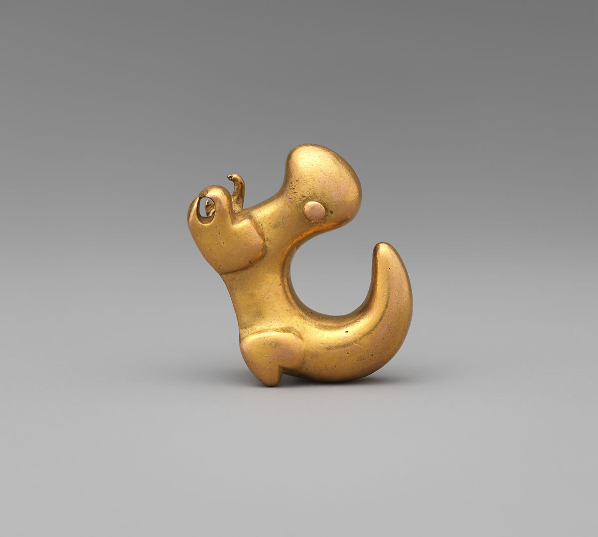Curly-Tailed Animal Pendant, Gold, Panama