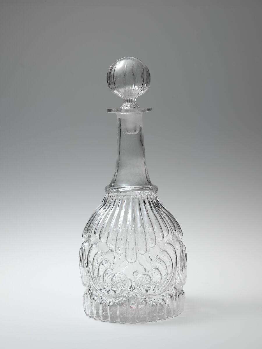 Decanter, Probably Boston &amp; Sandwich Glass Company (American, 1825–1888, Sandwich, Massachusetts), Blown-molded glass, American 
