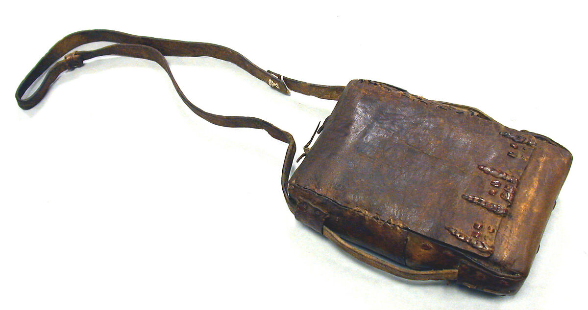 Prayer book with case (mahdar), Wäldä Maryam (African, Amhara or Tigrinya), Parchment (vellum), pigment (red, blue, ochre, and black), leather, wood, string