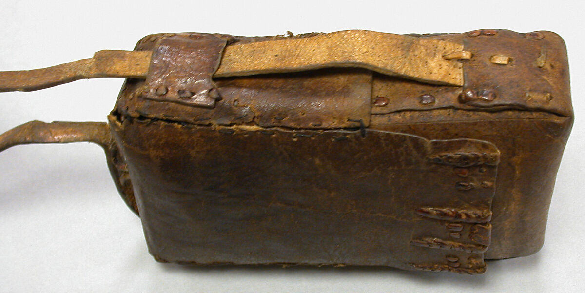 Prayer book with case (mahdar), Wäldä Maryam (African, Amhara or Tigrinya), Parchment (vellum), pigment (red, blue, ochre, and black), leather, wood, string