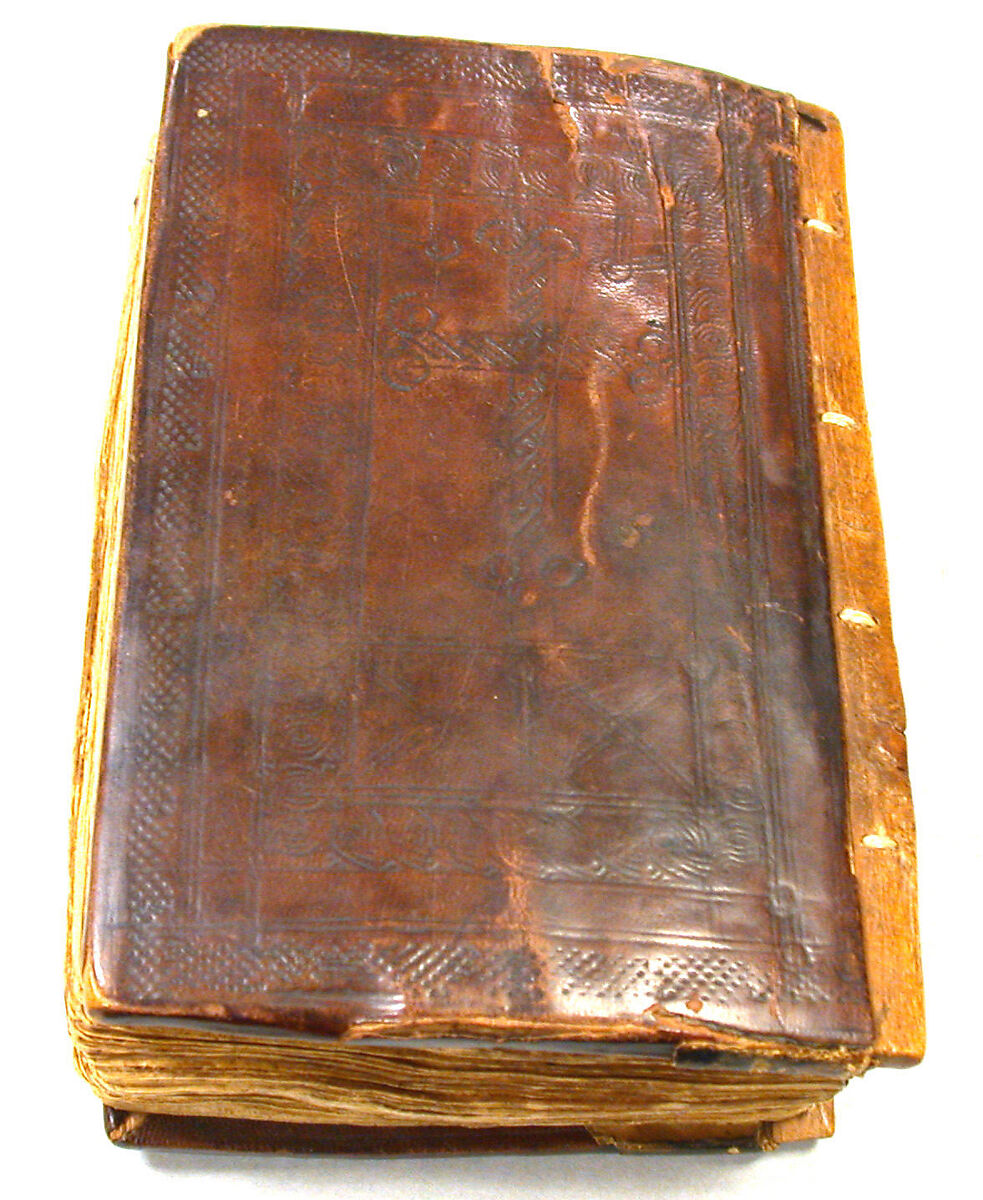 Prayer book with case (mahdar), Wäldä Maryam (African, Amhara or Tigrinya), Parchment (vellum), pigment (red, blue, ochre, and black), leather, wood, string