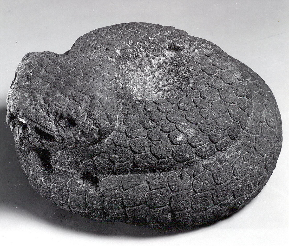 Coiled Serpent, Stone, pigment, Mexica (Aztec)