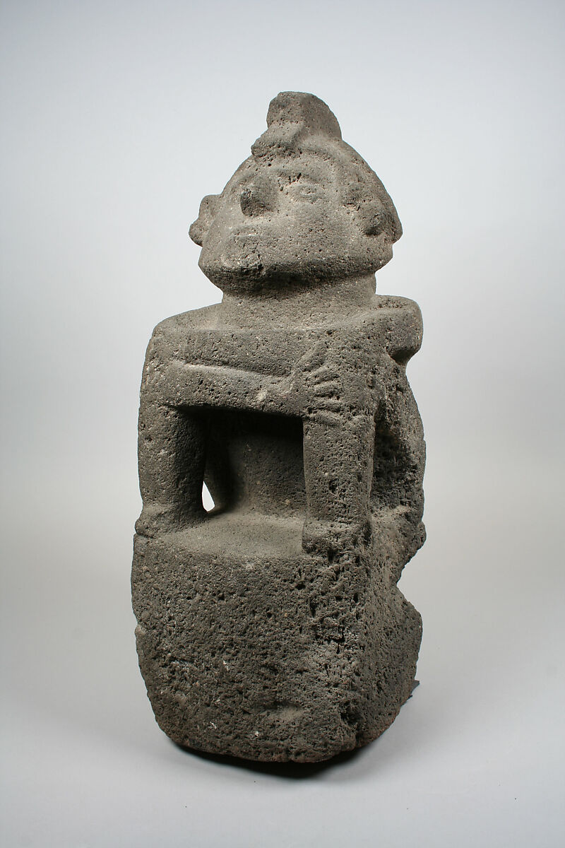 Seated Male Deity (?), Stone, Aztec 