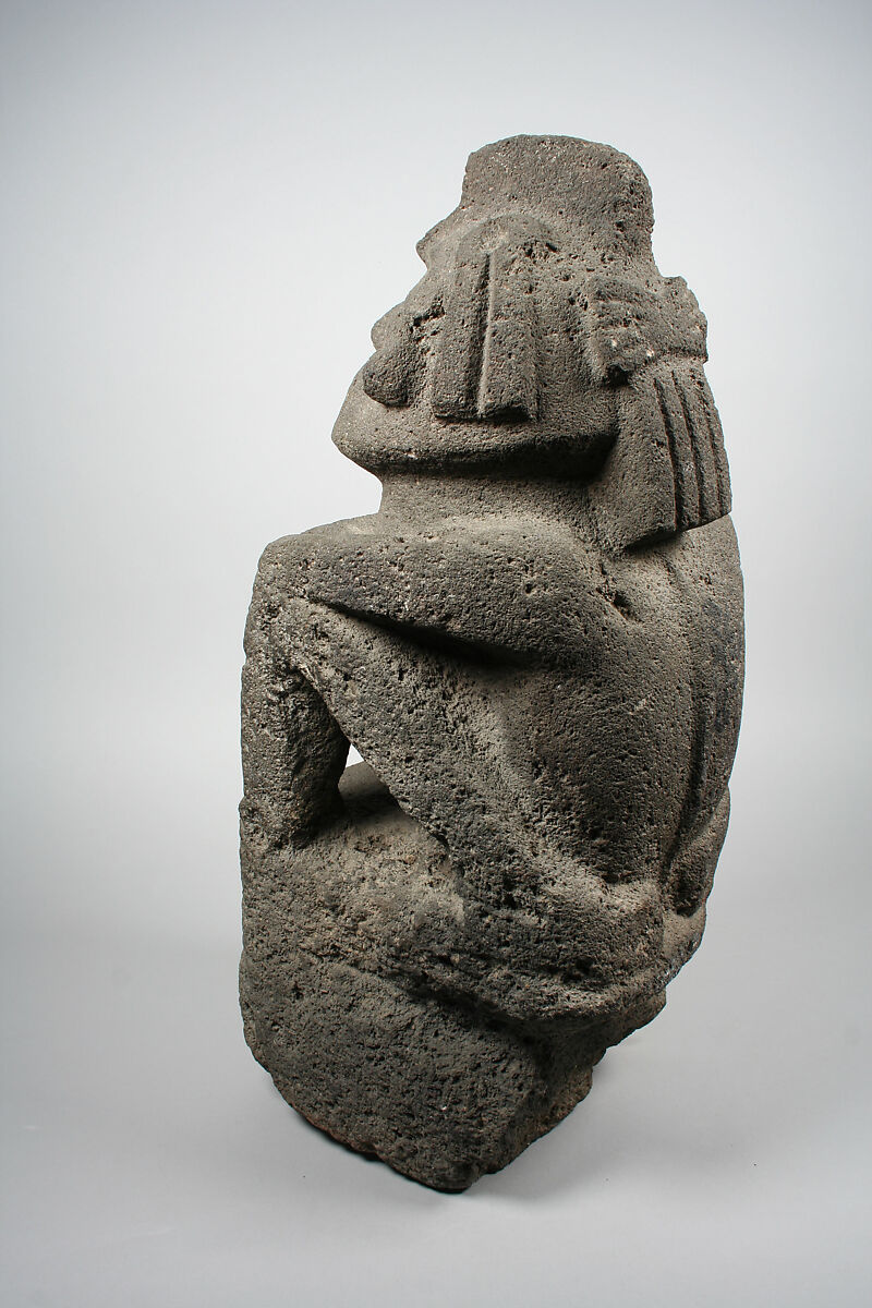 Seated Male Deity (?), Stone, Mexica (Aztec)