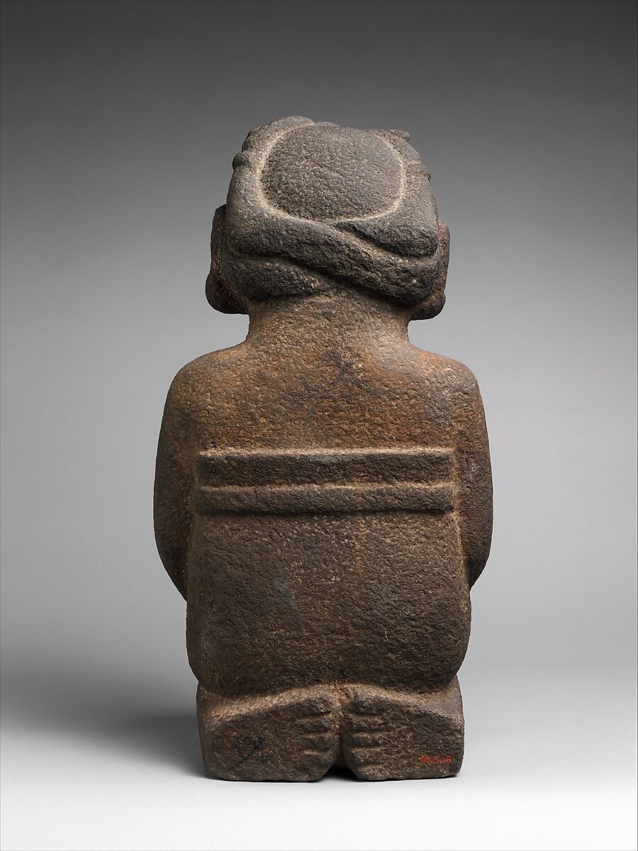 Kneeling female figure, Mexica artist(s), Stone, pigment, Mexica