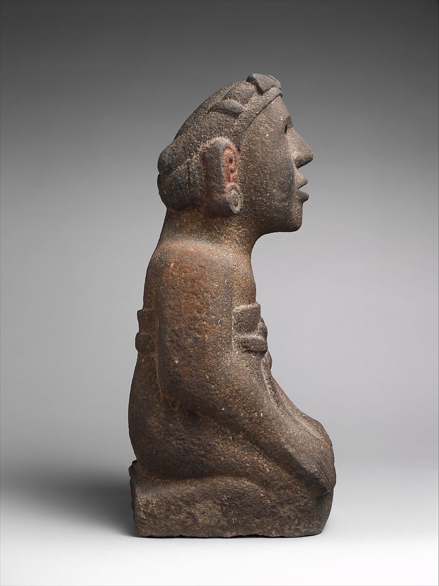 Kneeling female figure, Mexica artist(s), Stone, pigment, Mexica