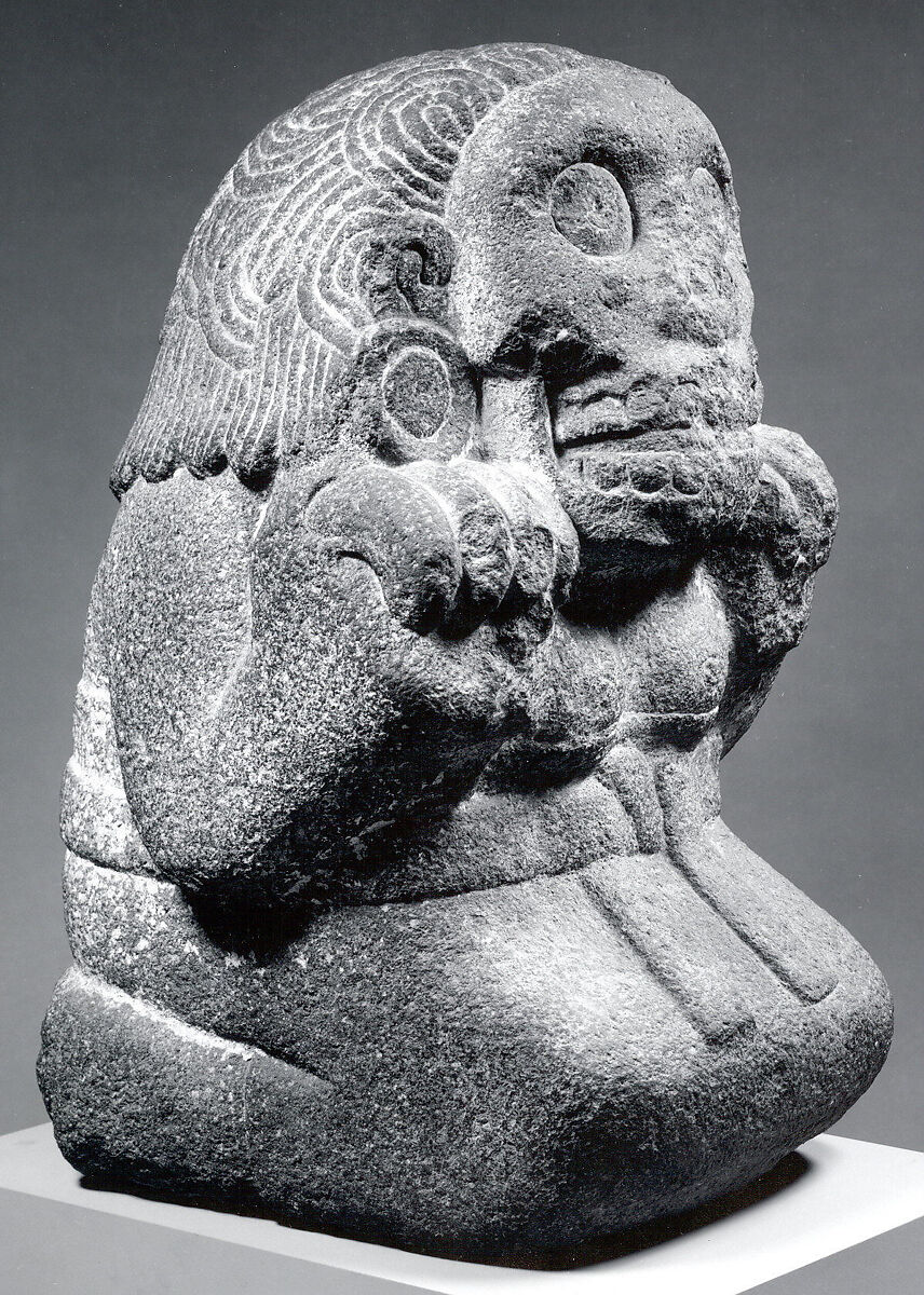 Cihuateotl, Volcanic stone (porphyritic andesite), pigment, Mexica (Aztec)