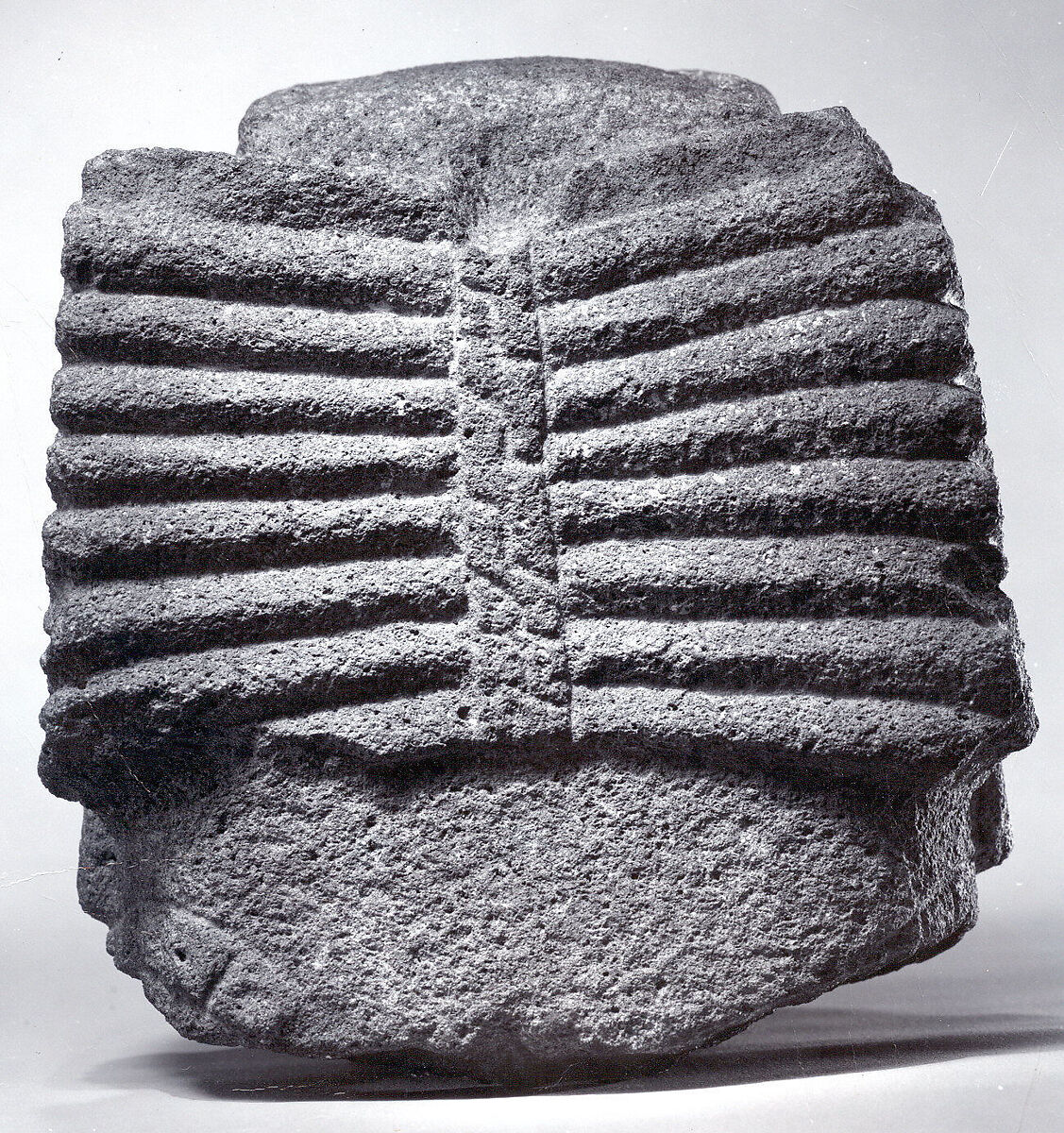 Head of a Water Deity (Chalchiuhtlicue), Basalt, Mexica (Aztec)