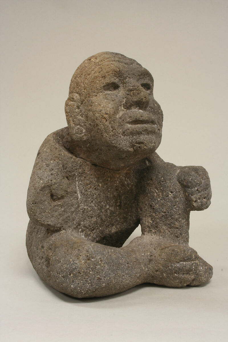 Seated Male Figure, Stone, Aztec 