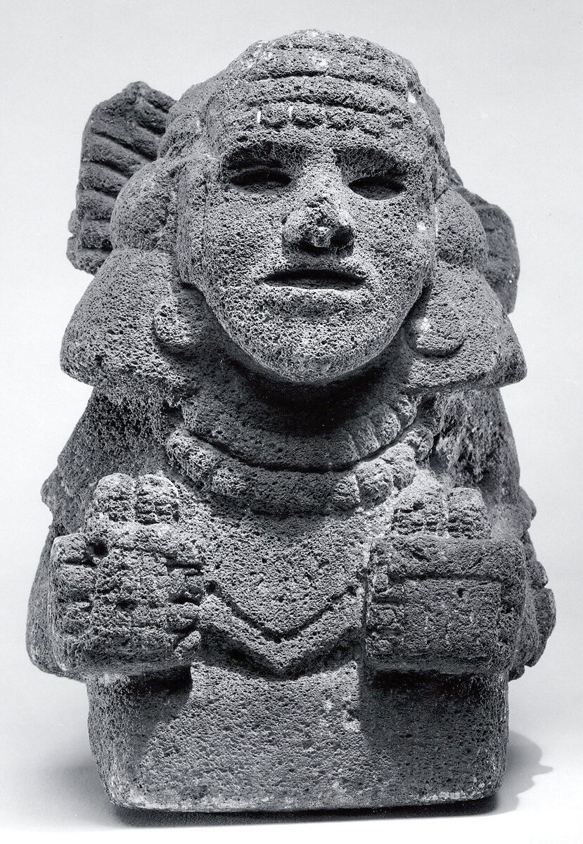 Seated Female Deity, Basalt, pigment, Mexica (Aztec)