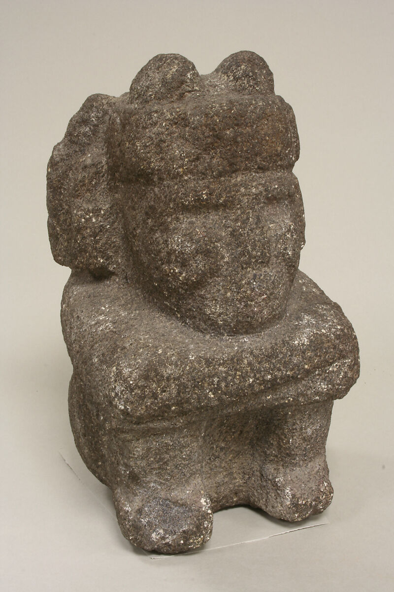 Seated Male Deity, Stone, stucco, Aztec 