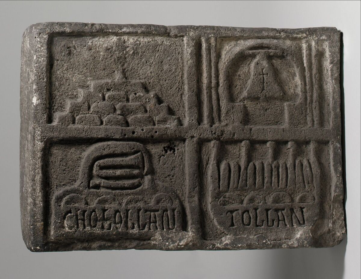 Relief Block with Coat of Arms of Cholula, Stone, traces of stucco, Mexican