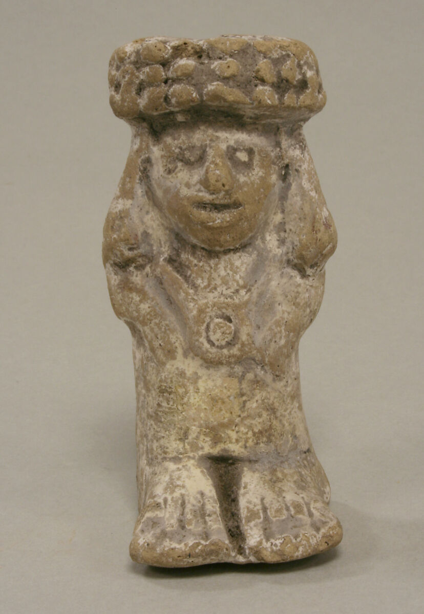 Standing Female with Headdress, Ceramic, Aztec 