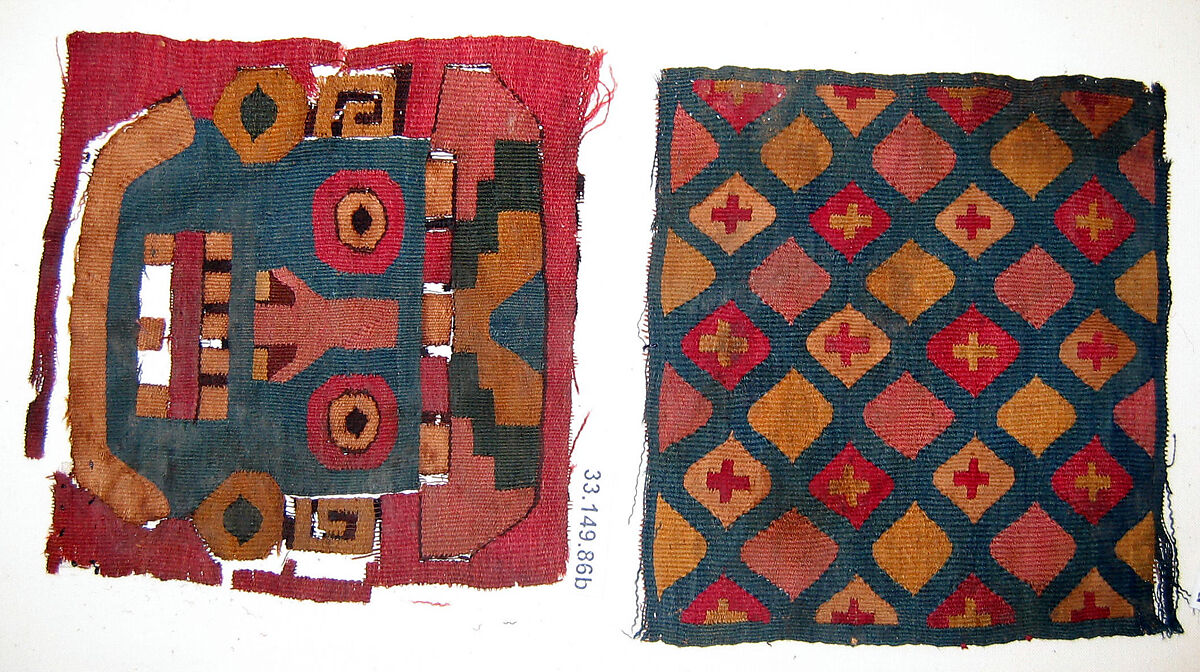 Panel with Face, Cotton, camelid hair, Wari