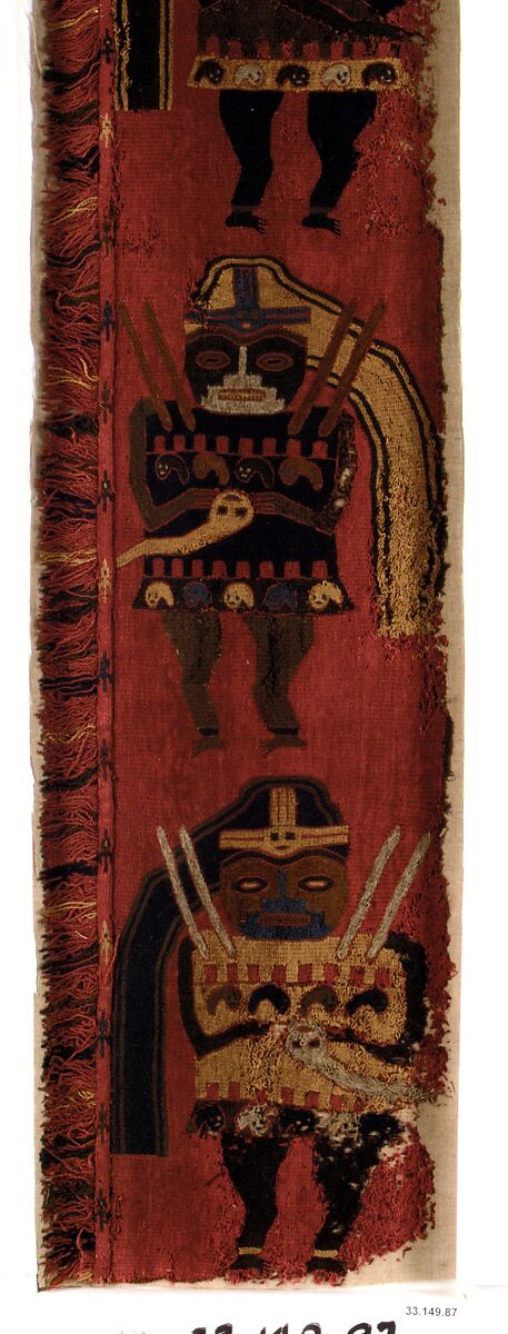 Border Fragment, Camelid hair, cotton, Paracas