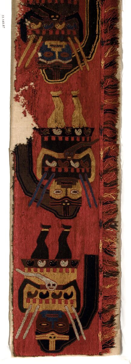 Border Fragment, Camelid hair, cotton, Paracas