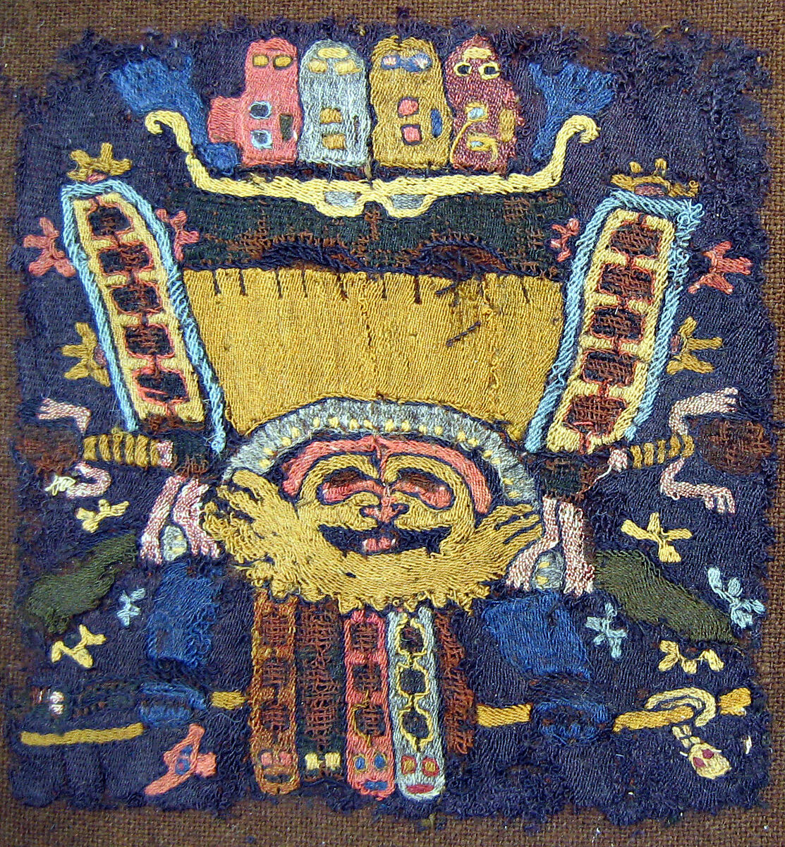 Embroidered Mantle Fragment, Camelid hair, cotton, Paracas