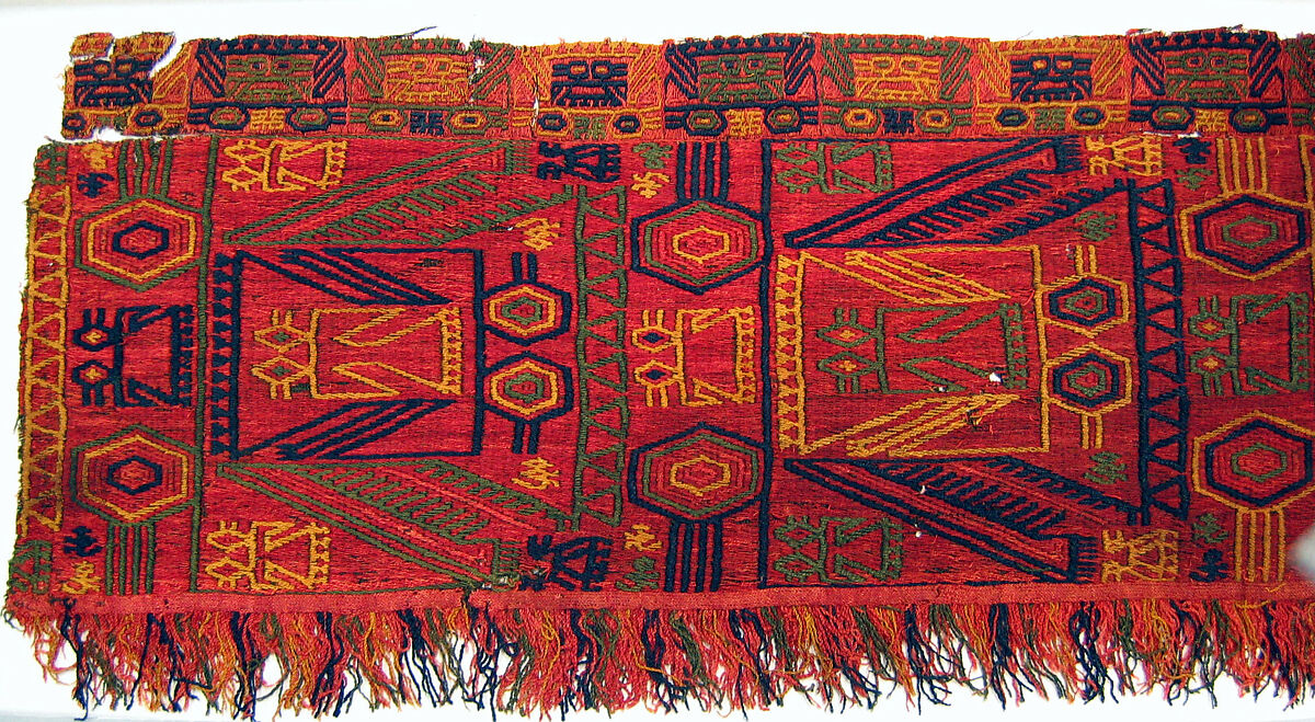 Embroidered Border Fragment, Camelid hair, Paracas