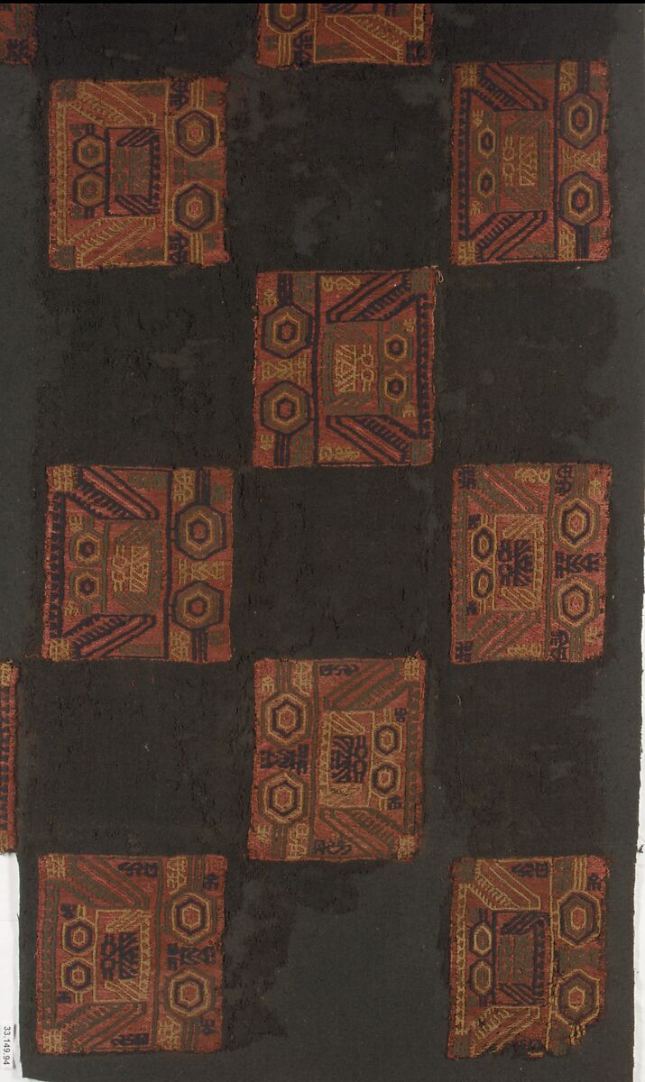 Embroidered Mantle Fragment, Camelid hair, Paracas