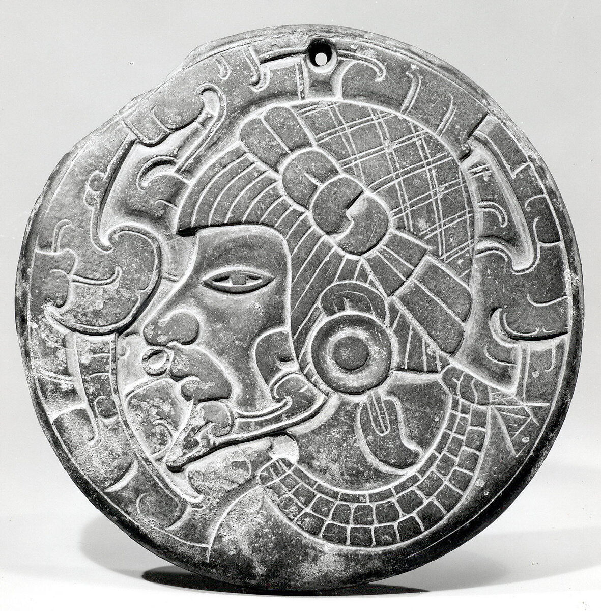 Disk, Classic Veracruz artist(s), Slate, cinnabar, Classic Veracruz