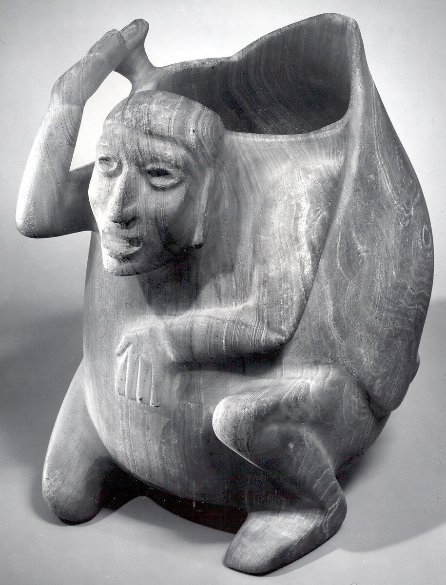 Deity Vessel, Onyx marble (tecalli), Mixtec