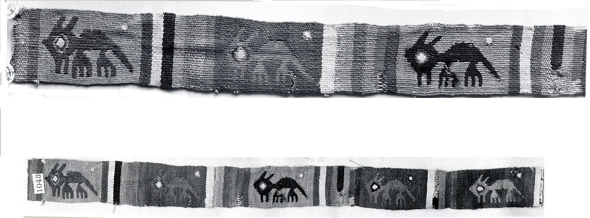 Band Fragment, Camelid hair, cotton, Peruvian; central coast (?) 