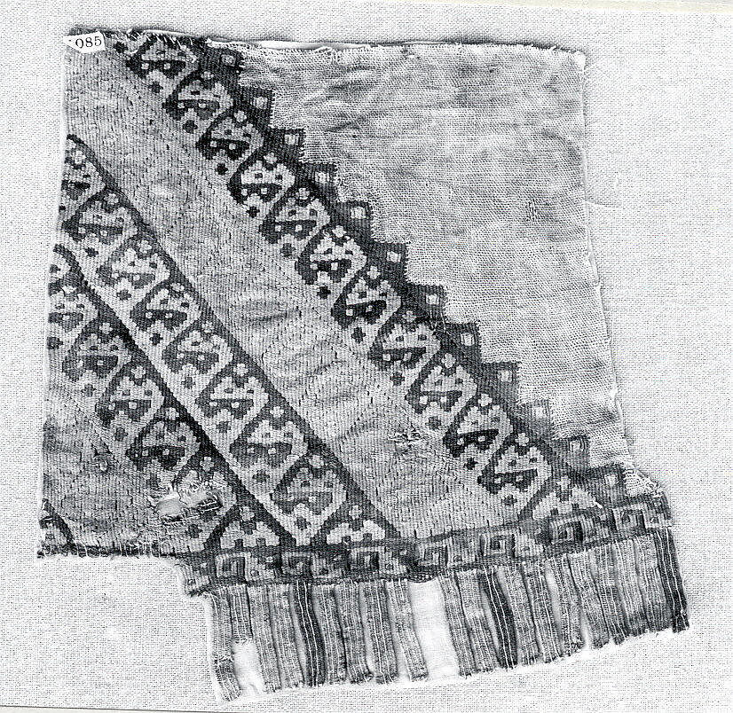 Tapestry Border Fragment with Tab Fringes, Camelid hair, cotton, Chancay 