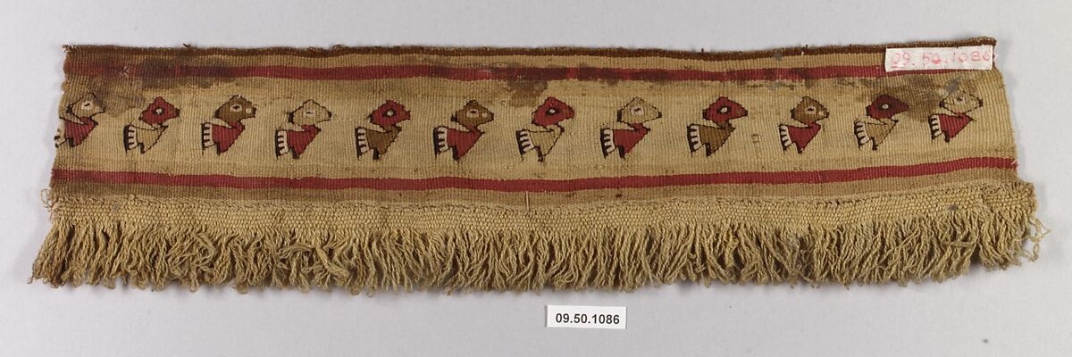 Tapestry Fragment with Fringe, Camelid hair, cotton, Peru; central coast (?) 