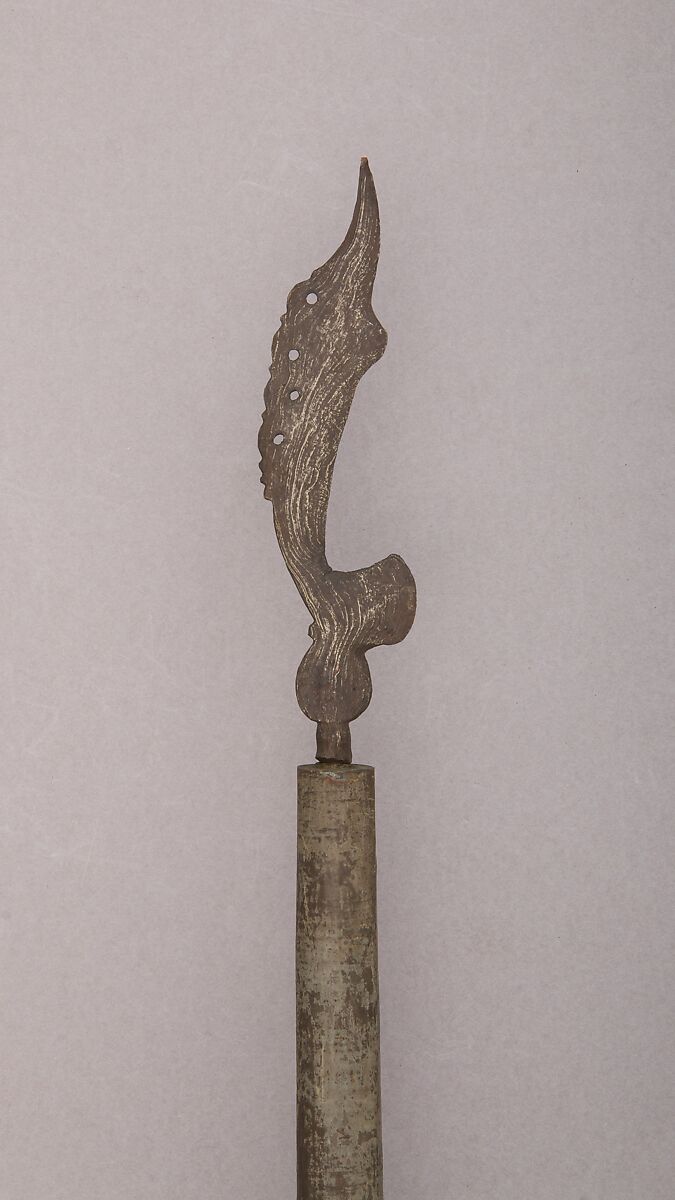 Spear, Wood, tin, brass, Javanese