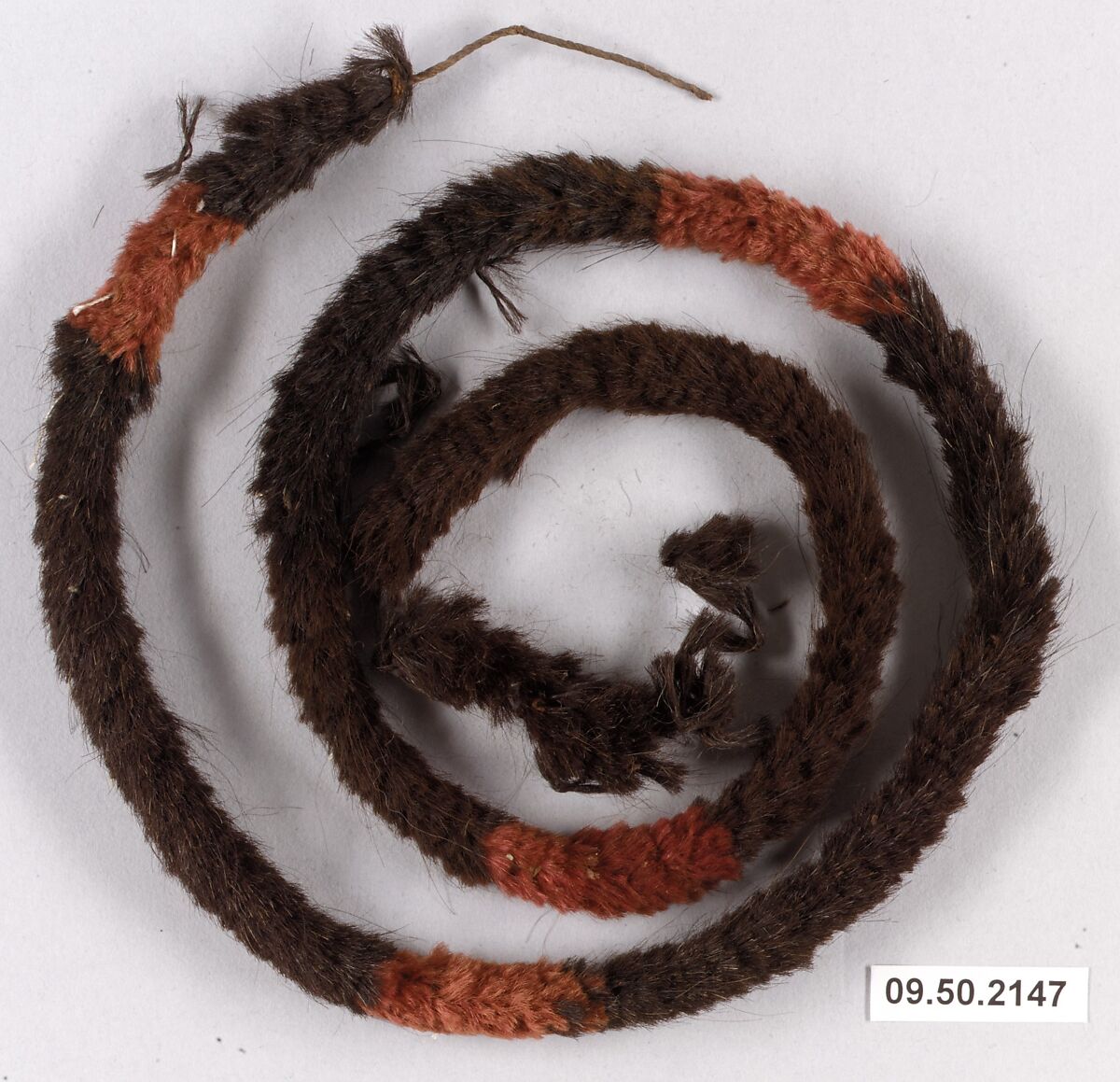 Braided and Knotted Head Cord or Fillet, Camelid hair, Peru; central coast (?) 