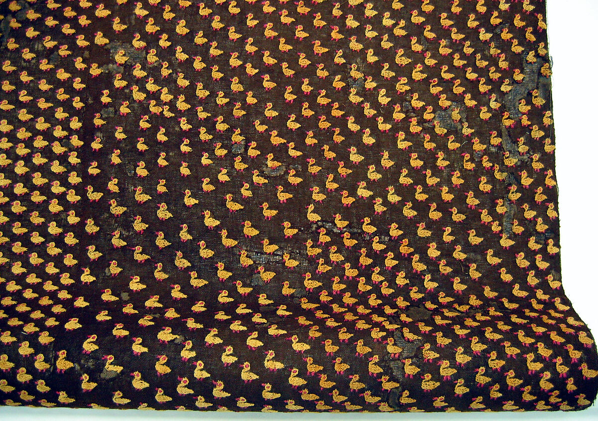 Embroidered Panel Fragment, Cotton, camelid hair, Peru; north coast (?)