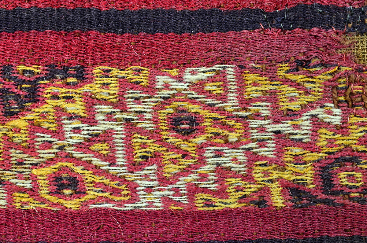 Gauze and Brocade Mantle Fragment, Cotton gauze, camelid hair, Chimú
